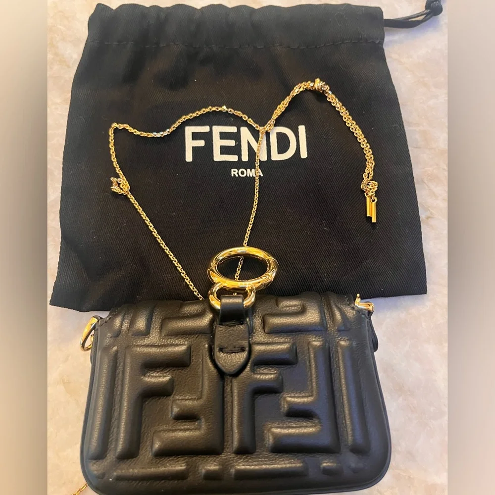 FENDI Nappa Matisse FF Embossed Nano Baguette - Picture 6 of 7